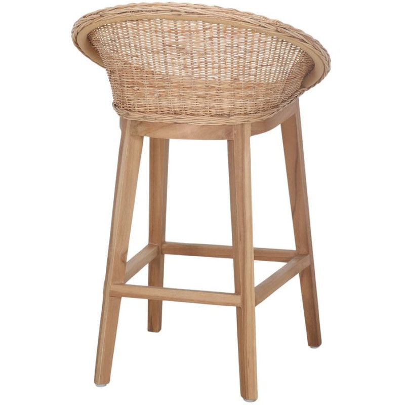 Tabouret de bar teck fibre tressée 65 cm Scicli  - 5