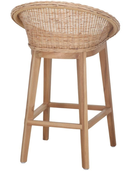 Tabouret de bar teck fibre tressée 65 cm Scicli  - 5
