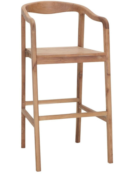 Tabouret de bar bois de teck avec dossier 106 cm Hailuoto  - 1