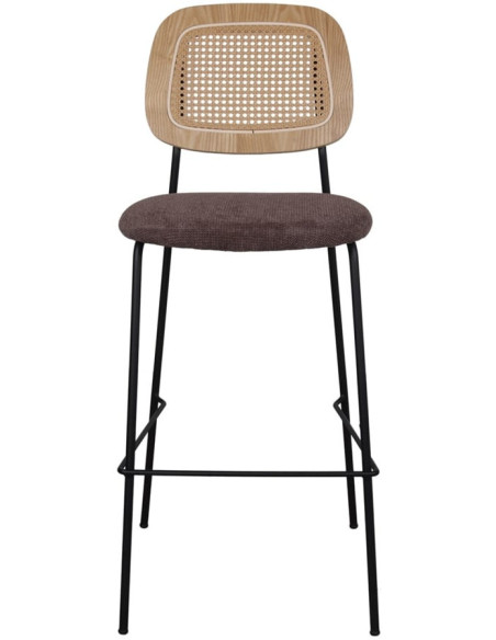 Tabouret de bar cannage tissu taupe 75 cm Trosa  - 2