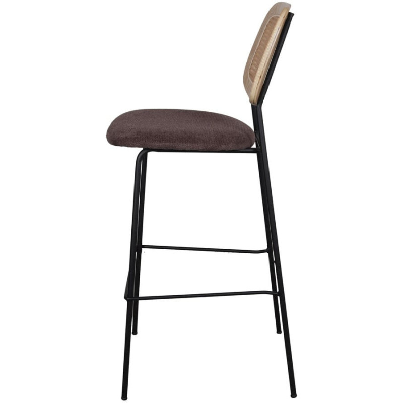 Tabouret de bar cannage tissu taupe 75 cm Trosa  - 3