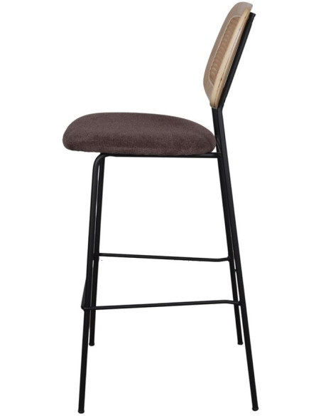 Tabouret de bar cannage tissu taupe 75 cm Trosa  - 3
