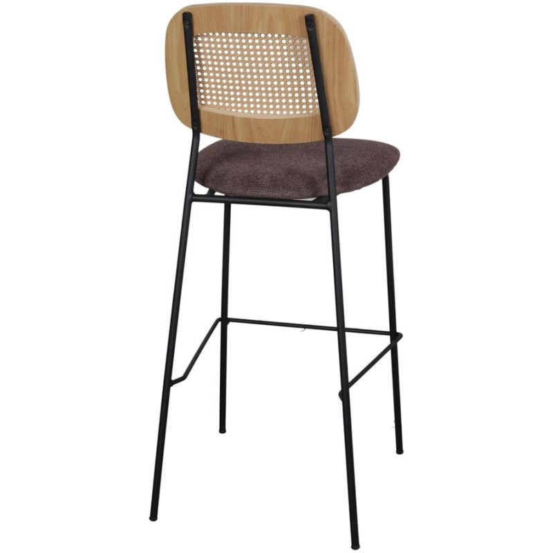 Tabouret de bar cannage tissu taupe 75 cm Trosa  - 4