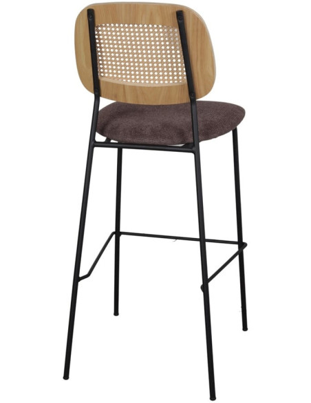 Tabouret de bar cannage tissu taupe 75 cm Trosa  - 4