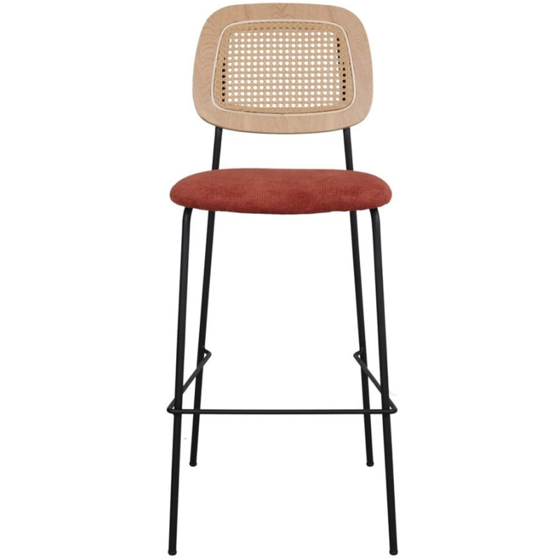 Tabouret de bar cannage tissu terracotta 75 cm Trosa  - 2