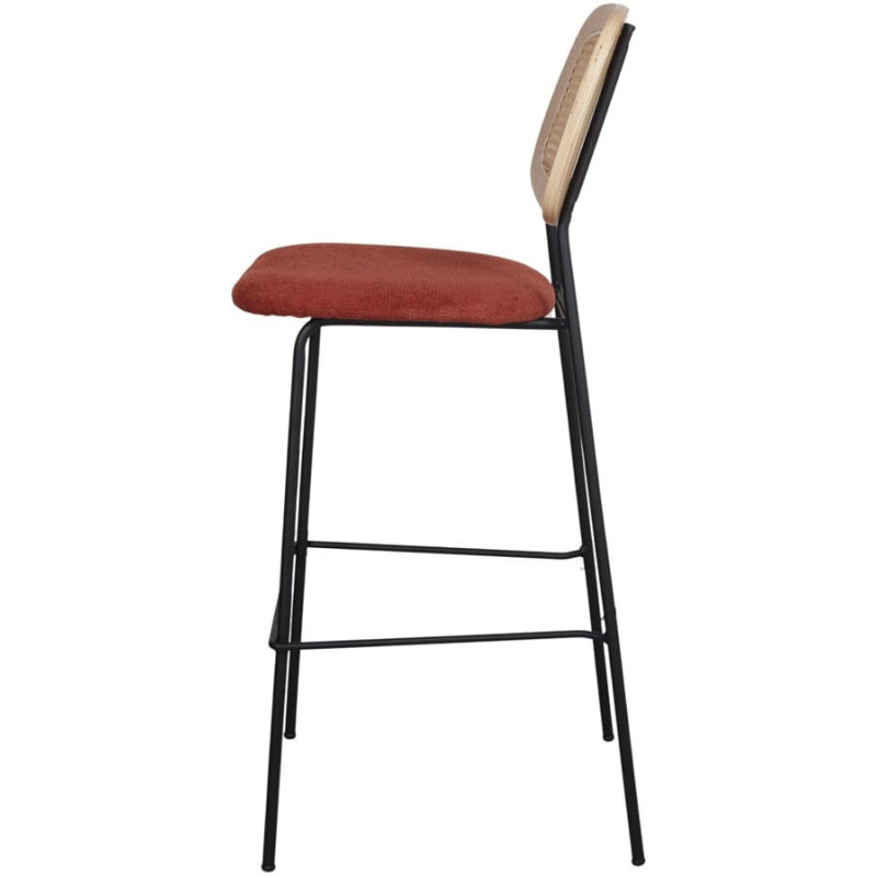 Tabouret de bar cannage tissu terracotta 75 cm Trosa  - 3
