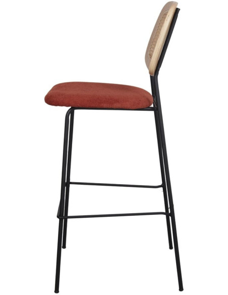 Tabouret de bar cannage tissu terracotta 75 cm Trosa  - 3