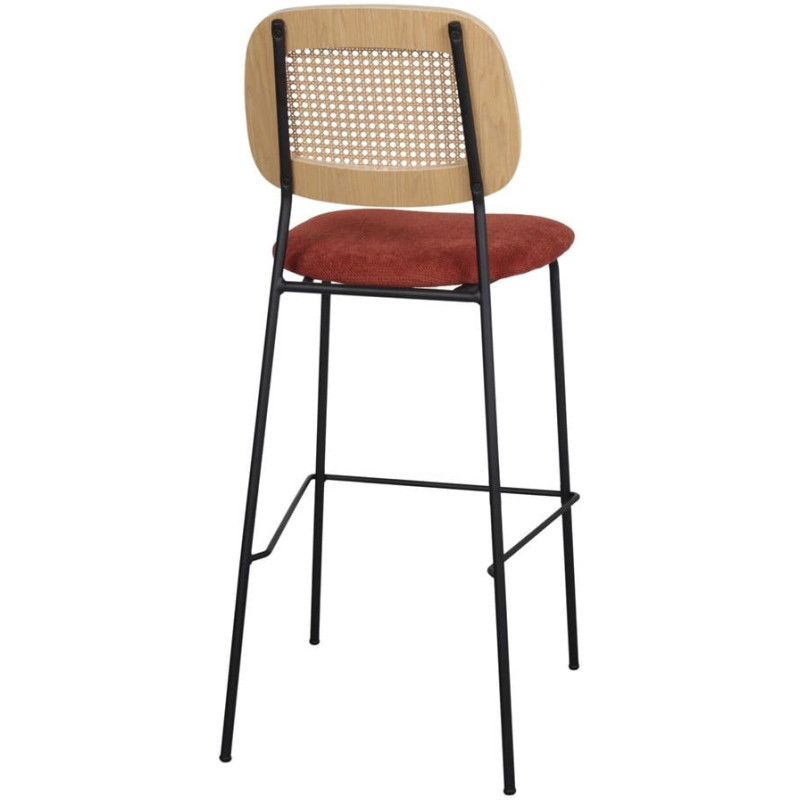Tabouret de bar cannage tissu terracotta 75 cm Trosa  - 4