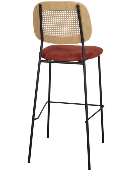 Tabouret de bar cannage tissu terracotta 75 cm Trosa  - 4