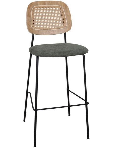 Tabouret de bar cannage tissu vert 75 cm Trosa  - 1