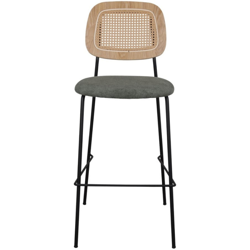 Tabouret de bar cannage tissu vert 75 cm Trosa  - 2