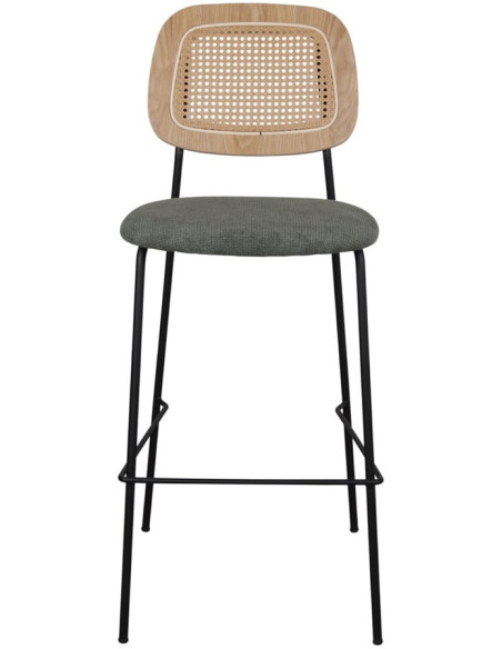 Tabouret de bar cannage tissu vert 75 cm Trosa  - 2