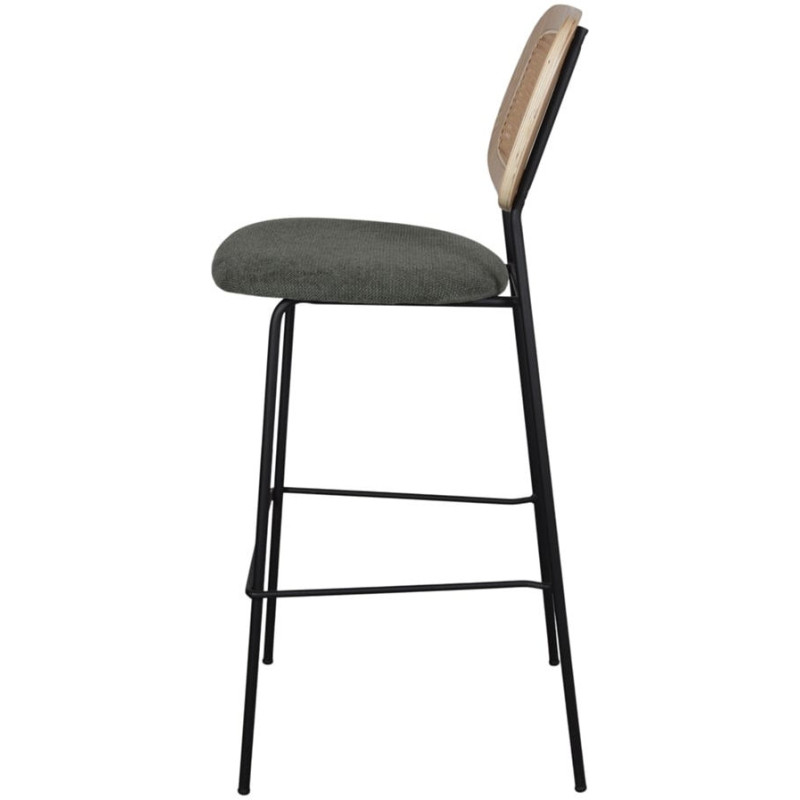 Tabouret de bar cannage tissu vert 75 cm Trosa  - 3