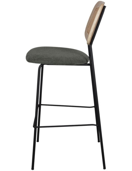 Tabouret de bar cannage tissu vert 75 cm Trosa  - 3