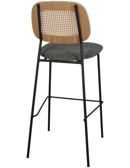 Tabouret de bar cannage tissu vert 75 cm Trosa  - 4