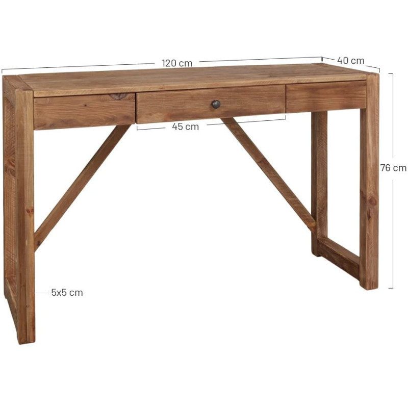 Console d’entrée bois recyclé 1 tiroir 120 cm Artenara  - 6