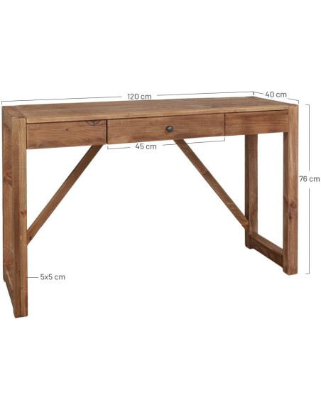 Console d’entrée bois recyclé 1 tiroir 120 cm Artenara  - 6