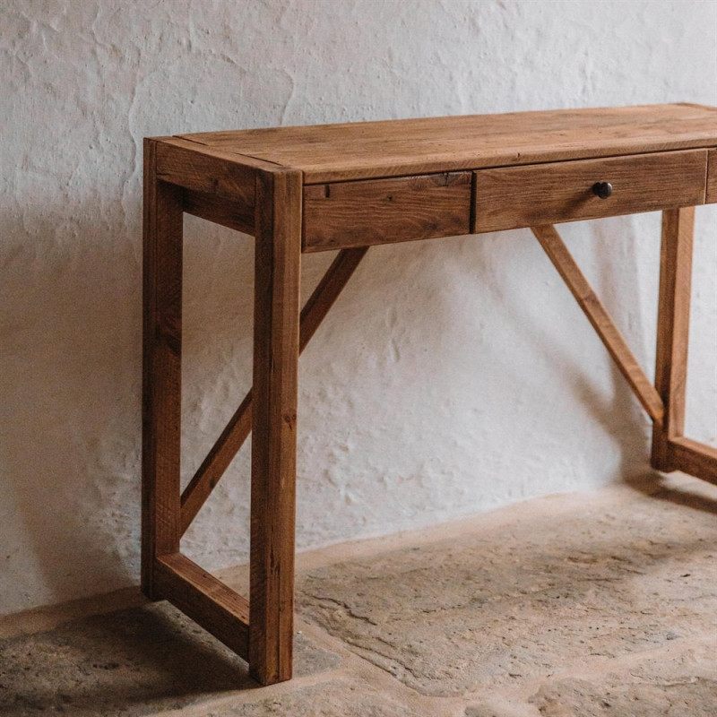 Console d’entrée bois recyclé 1 tiroir 120 cm Artenara  - 7