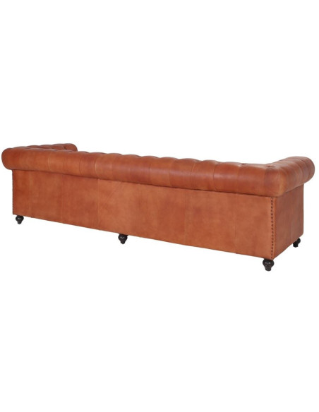 Canapé Chesterfield cuir véritable marron 4 places Lavenham  - 5