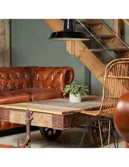 Canapé Chesterfield cuir véritable marron 2 places Lavenham  - 2