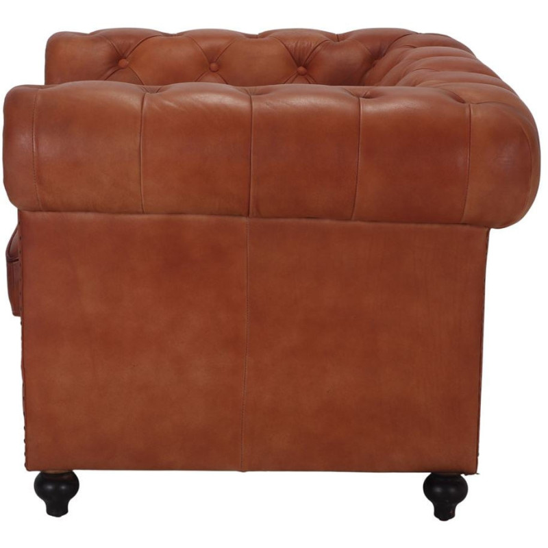 Fauteuil Chesterfield cuir véritable marron Lavenham  - 3