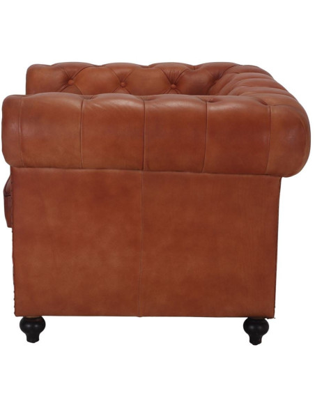 Fauteuil Chesterfield cuir véritable marron Lavenham  - 3