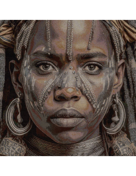 Tableau portrait africain textile 133x180 cm Djenne Ixia - 2