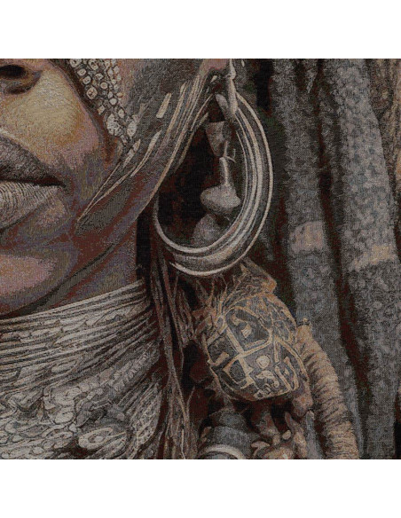 Tableau portrait africain textile 133x180 cm Djenne Ixia - 3