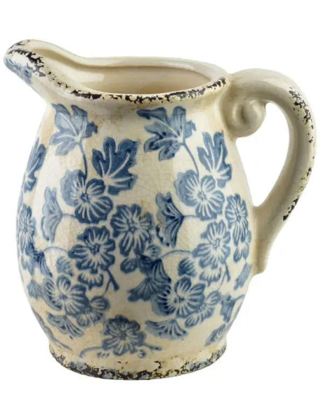 Vase pichet céramique fleurs bleues 16,5 cm Kutahya  - 1