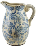 Grand vase pichet céramique fleurs bleues 27,5 cm Kutahya