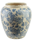 Vase boule céramique fleurs bleues 23,5 cm Kutahya