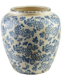 Grand vase boule céramique fleurs bleues 29 cm Kutahya