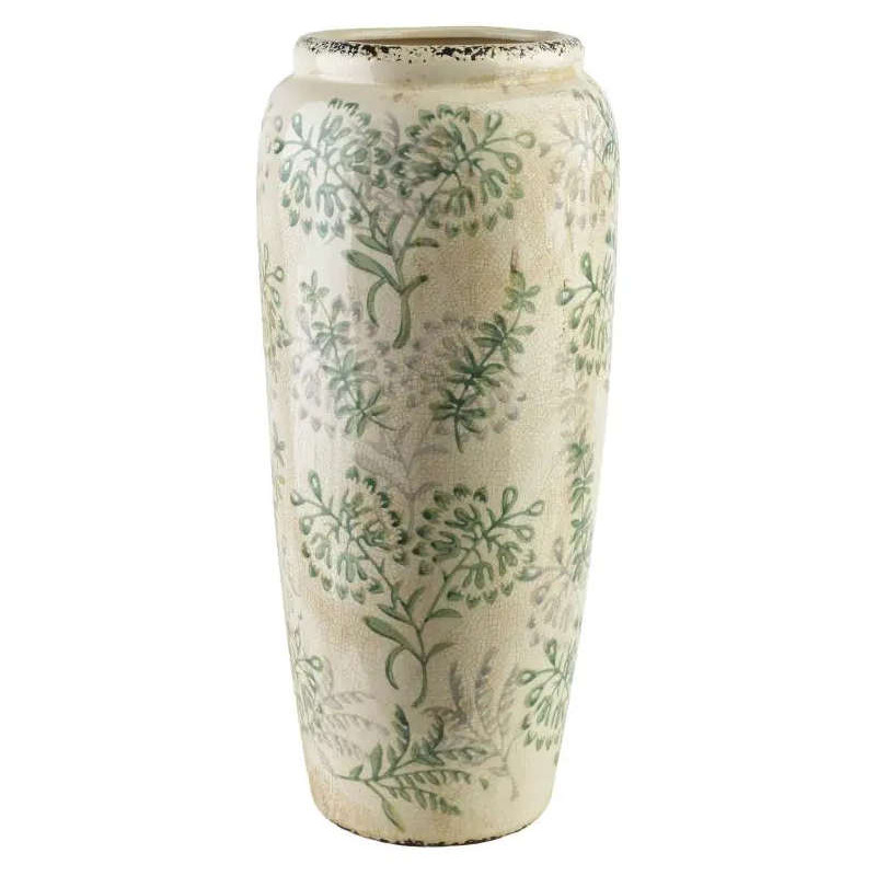 Vase haut céramique feuillage vert 37 cm Avanos  - 1