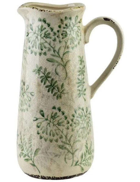 Vase pichet céramique feuillage vert 31 cm Avanos  - 1