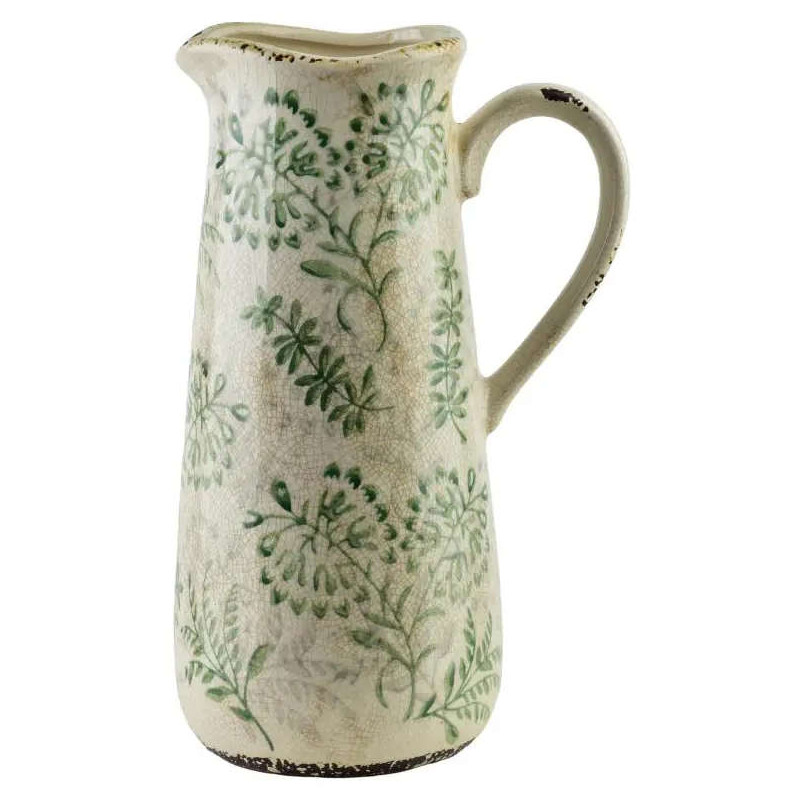 Vase pichet céramique feuillage vert 31 cm Avanos  - 1
