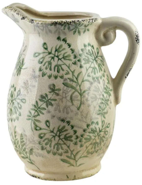 Vase pichet céramique feuillage vert 27,5 cm Avanos  - 1