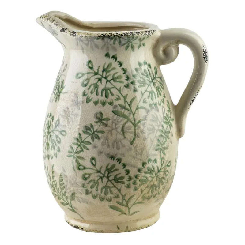 Vase pichet céramique feuillage vert 27,5 cm Avanos  - 1