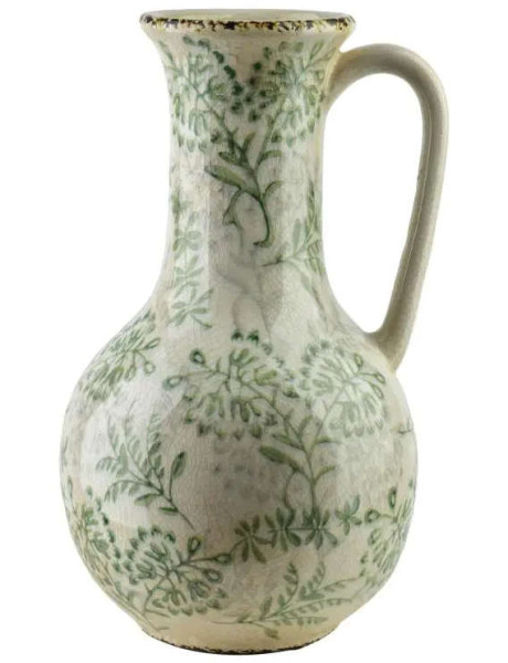 Vase cruche céramique feuillage vert 34,5 cm Avanos  - 1