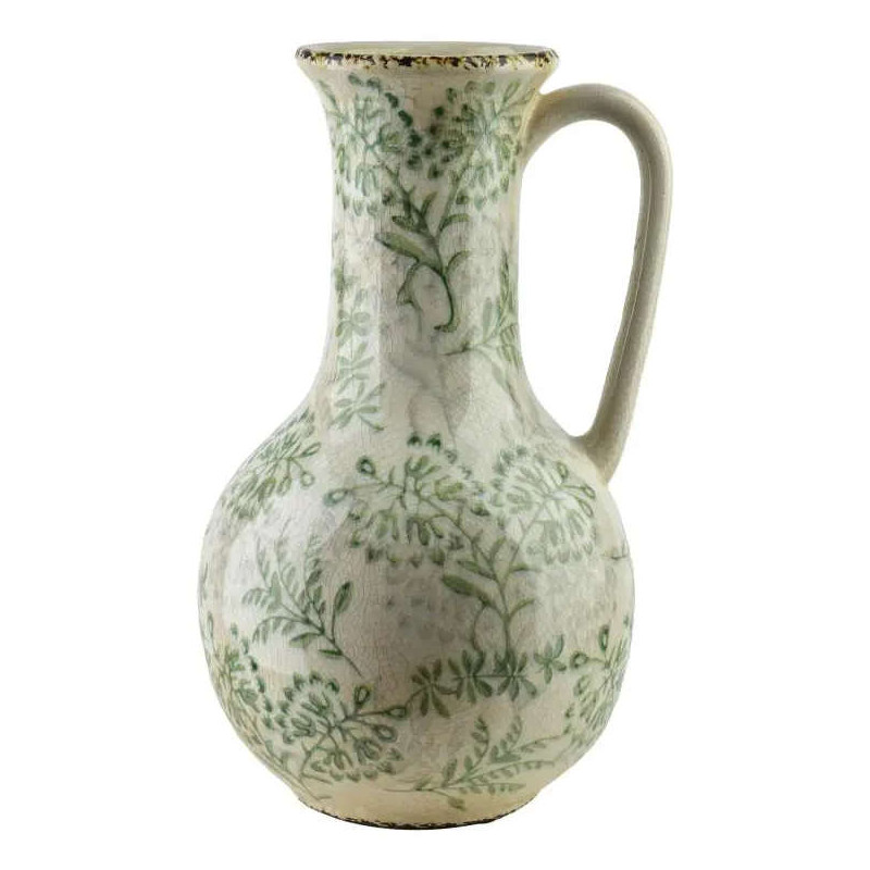 Vase cruche céramique feuillage vert 34,5 cm Avanos  - 1
