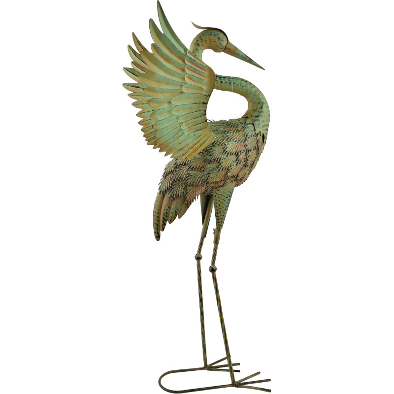 Statue héron métal jardin 85 cm Kushiro  - 1