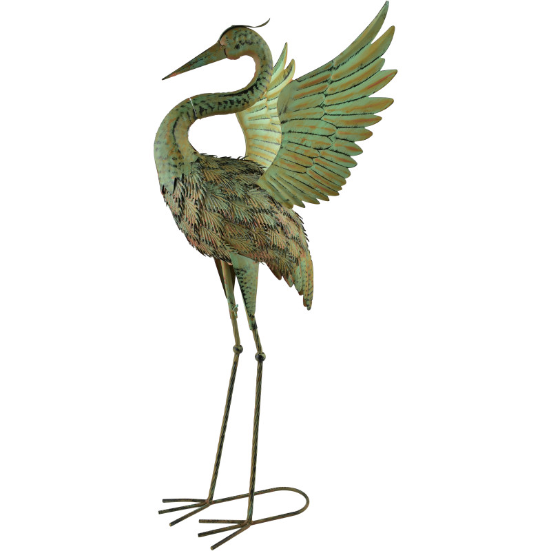Statue héron métal jardin 85 cm Kushiro  - 2