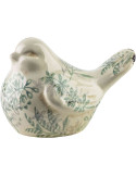 Statuette oiseau céramique feuillage vert 17 cm Tokoname