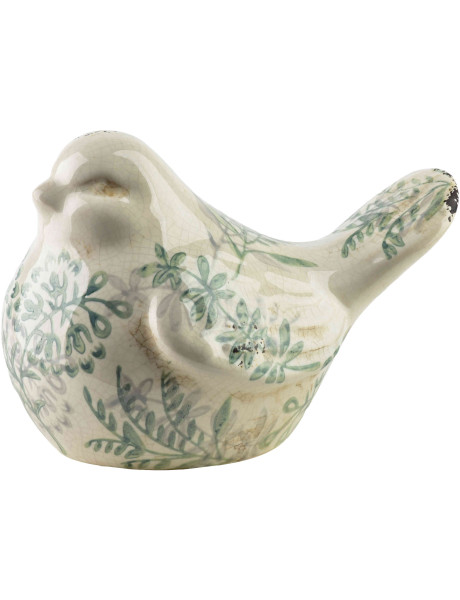 Statuette oiseau céramique feuillage vert 17 cm Tokoname  - 1
