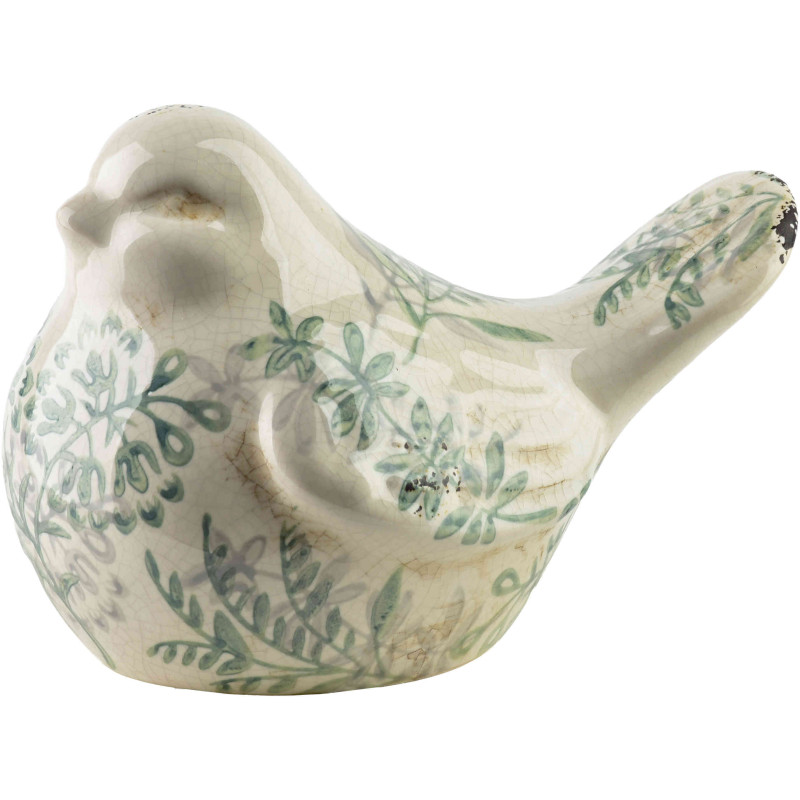 Statuette oiseau céramique feuillage vert 17 cm Tokoname  - 1