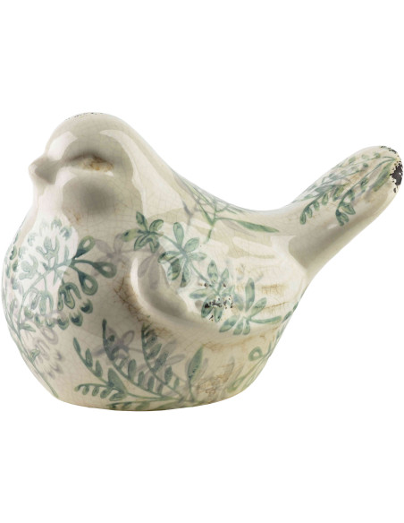 Statuette oiseau céramique feuillage vert 17 cm Tokoname  - 1