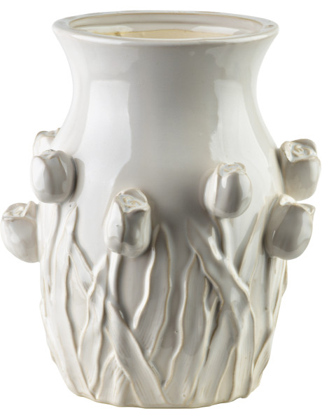Vase céramique tulipes relief 25,5 cm Iznik  - 1