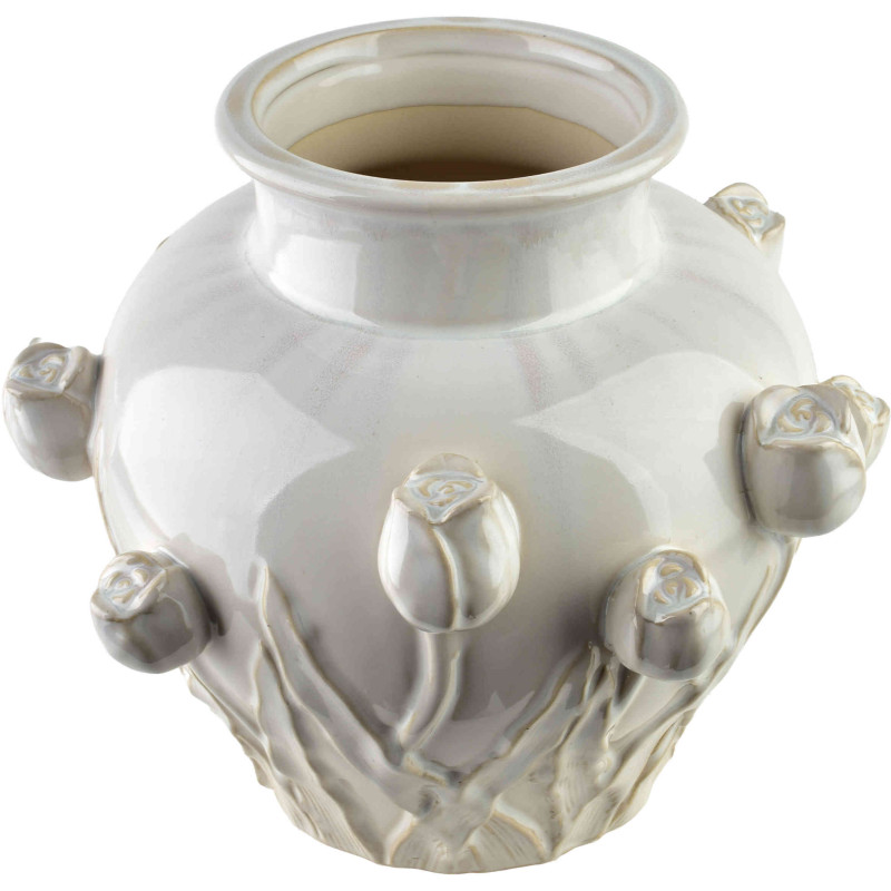 Vase boule céramique tulipes relief 27 cm Iznik  - 2