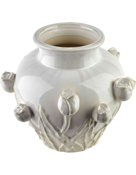 Vase boule céramique tulipes relief 27 cm Iznik  - 2