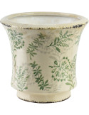 Grand cache-pot céramique feuillage vert 24 cm Ficulle