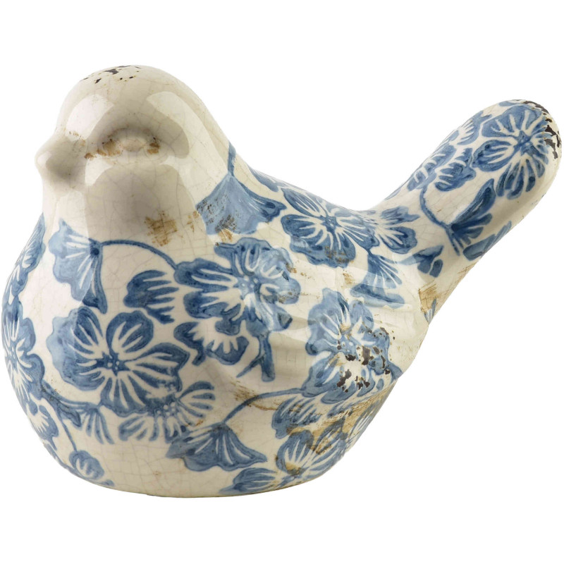 Statuette oiseau céramique bleu 12,8 cm Tokoname  - 1